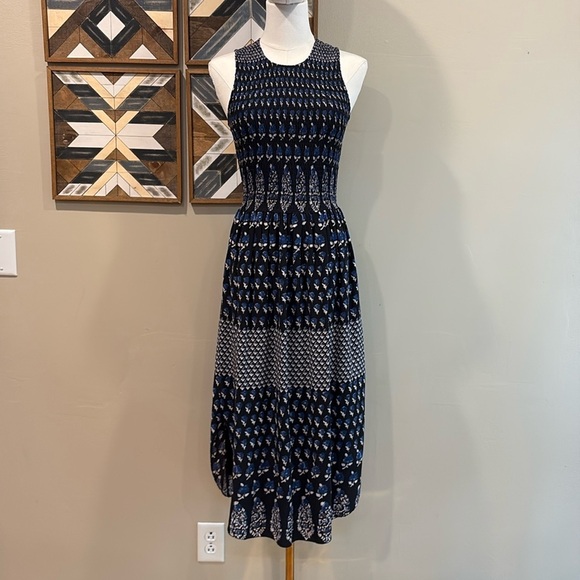 Ulla Johnson Silk Sleeveless Smocked Floral Midi Dress XS 0 - Picture 1 of 10